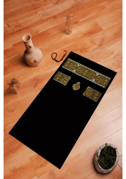 Dijital Baskılı Kaymaz Yıkanabilir (70X130) Hediyelik Namazlık Seccade, N-Seccade-46-Siyah, fiyatları