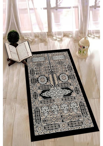 Dijital Baskılı Kaymaz Yıkanabilir (70X130) Hediyelik Namazlık Seccade, N-Seccade-50-Siyah, indirimleri
