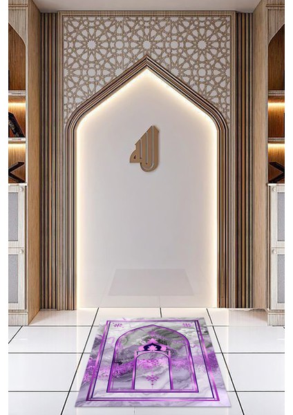 Dijital Baskılı Kaymaz Yıkanabilir (70X130) Hediyelik Namazlık Seccade, N-Seccade-36-Mor, indirimleri