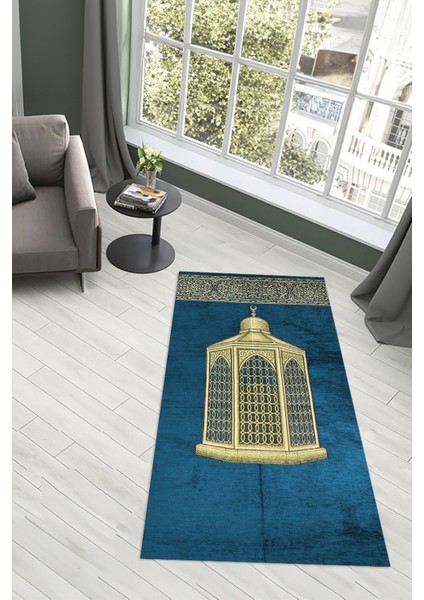 Dijital Baskılı Kaymaz Yıkanabilir (70X130) Hediyelik Namazlık Seccade, N-Seccade-41-Mavi, fiyatları