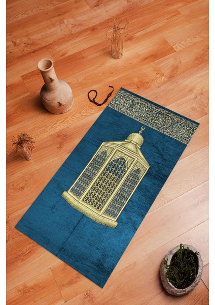 Dijital Baskılı Kaymaz Yıkanabilir (70X130) Hediyelik Namazlık Seccade, N-Seccade-41-Mavi, modelleri