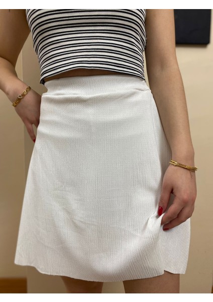 Beyaz Bürümcük Yazlık Şort Etek modelleri