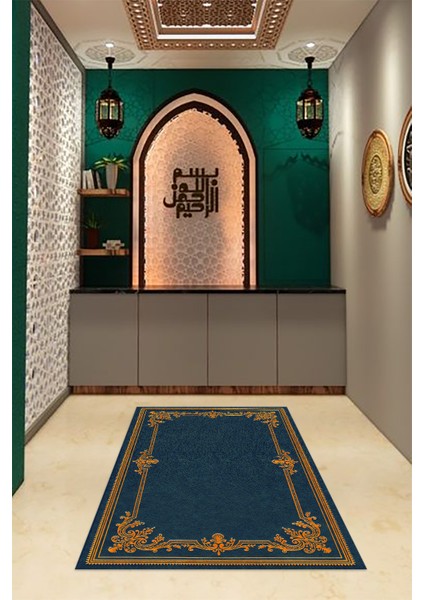 Dijital Baskılı Kaymaz Yıkanabilir (70X130) Hediyelik Namazlık Seccade, N-Seccade-23-Mavi, fiyatları