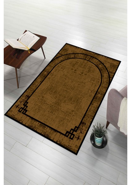 Dijital Baskılı Kaymaz Yıkanabilir (70X130) Hediyelik Namazlık Seccade, N-Seccade-39-Kahve,