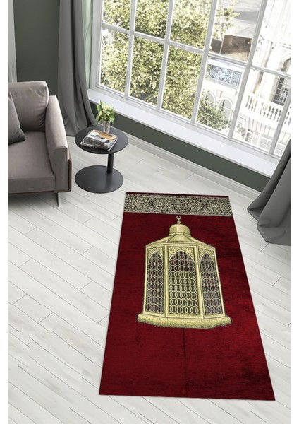 Dijital Baskılı Kaymaz Yıkanabilir (70X130) Hediyelik Namazlık Seccade, N-Seccade-41-Kırmızı, fiyatları