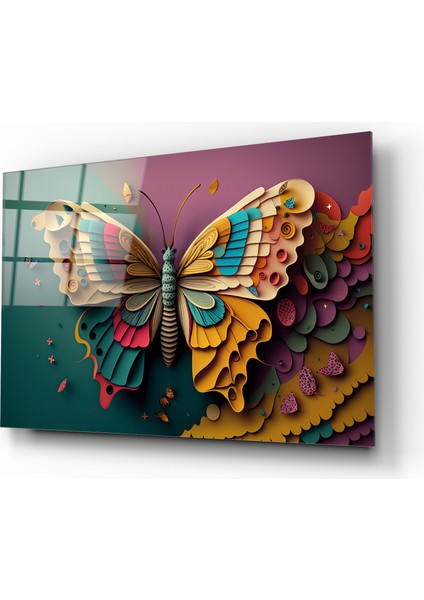 Renkli Kelebek Soyut Cam Tablo fiyatları