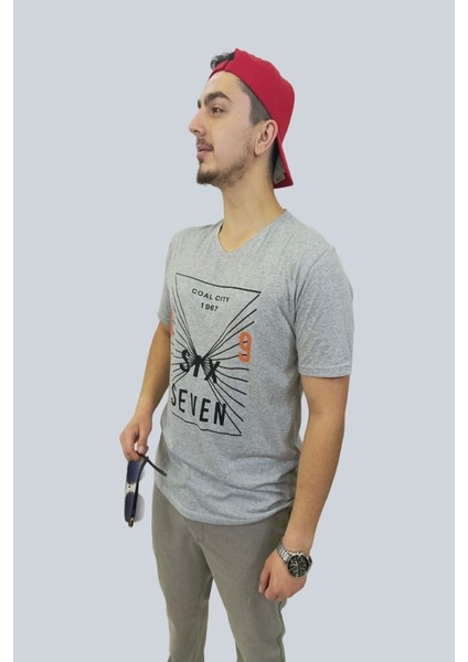 Erkek Seven V Yaka Gri Tişört fiyatları