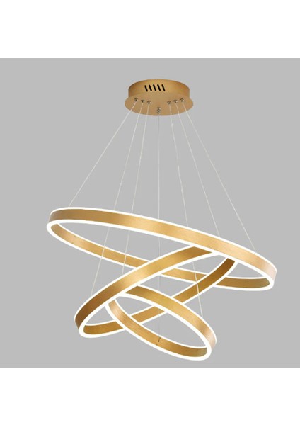 Gold Eskitme 3 Işık Rengi, Kumandalı Ø100-80-60CM Çember LED Lamba,yuvarlak Sarkıt Avize,modern Aydınlatma