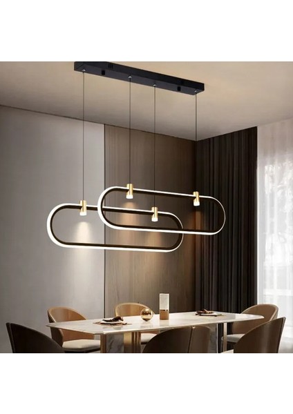 Zr Aydınlatma Siyah 3 Işık Rengi, Kumandalı 2*80CM LED Lamba, Sarkıt Avize, Modern Aydınlatma, Masa Üzeri