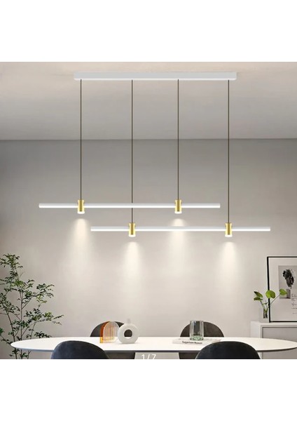 Beyaz 3 Işık Rengi, Kumandalı 2*100CM LED Lamba, Sarkıt Avize, Modern Aydınlatma, Masa Üzeri