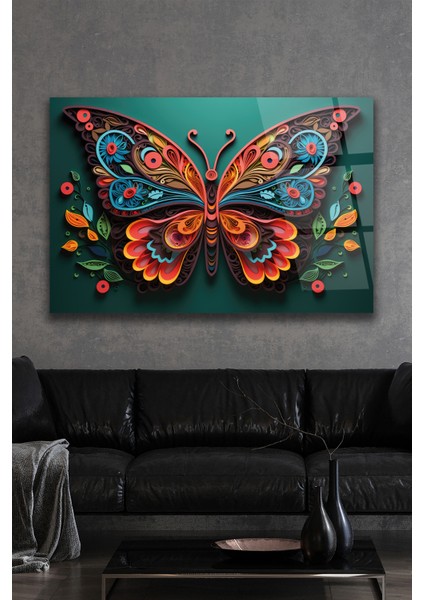 Renkli Kelebek Modern Soyut Cam Tablo modelleri