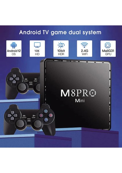 M8 Pro Mını Kablosuz 2.4g Hd Arcade N64 Aile Tv Mini Oyun P2 Kolu Klasik X2 Oyun Konsolu