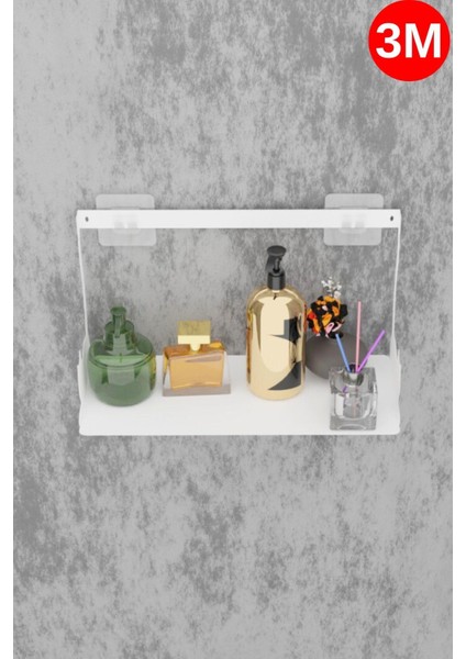 Yapışkanlı Beyaz Kedi Desenli Banyo Düzenleyici, Mutfak Düzenleyici, Banyo Organizer 3m Yapışkanlı Tasarım MT86B