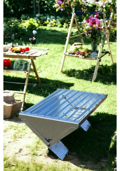 Izgaralı Portatif Mangal Katlanabilir Mangal (Taşıma Çantası ve Eldiven) fırsatları