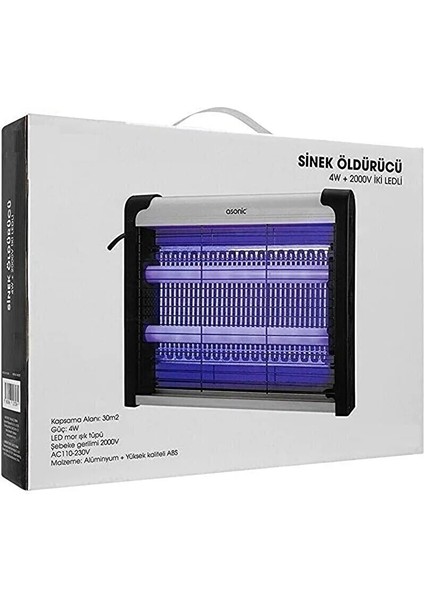 Sivrisinek Kovucu-Sinek Savar Kapalı Oda Bebek Odası 4W 2000V İki Ledli Sinek Öldürücü modelleri