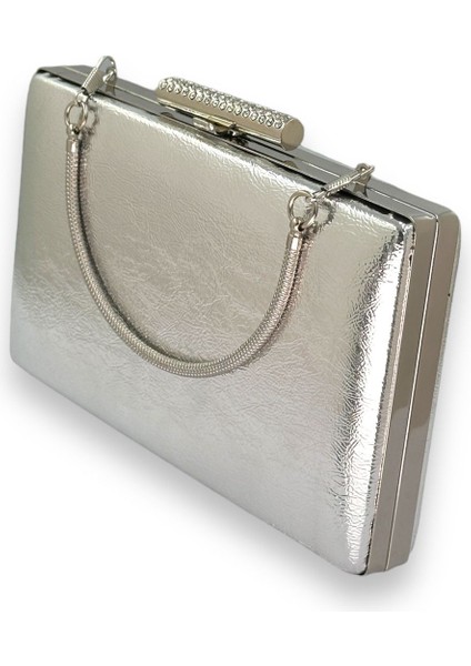 Gümüş Gri Lame Kırışık Rugan Abiye Çantası Gece Çantası Düğün Nişan Kına Çantası fırsatları