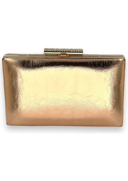 Rose Gold Kırışık Rugan Abiye Çantası Gece Çantası Düğün Nişan Kına Çantası