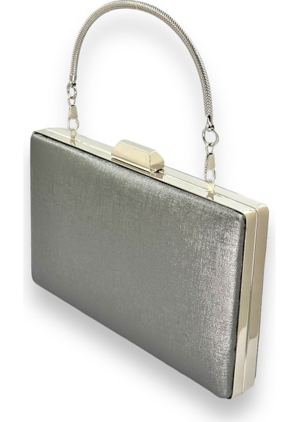 Antrasit Gri Platin Çizilmez Mat Deri Demir Saplı Metal Kasalı Abiye Çanta Nişan Düğün fiyatları