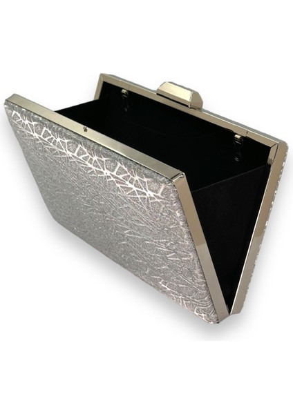 Lazer Desenli Metal Saplı Abiye Çanta Gece Çantası Düğün Nişan Nikah Portföy modelleri