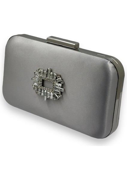 Gümüş Gri Renk Saten Gümüş Kasalı Gümüş Taşlı Abiye Çanta Gece Çantası Düğün Nişan Portföy fiyatları