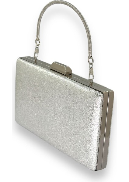 Gümüş Gri Kristal Desenli Mat Deri Metal Saplı Abiye Çanta Gece Çantası Kına Düğün Nişan Çantası fiyatları