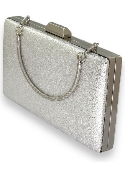 Gümüş Gri Kristal Desenli Mat Deri Metal Saplı Abiye Çanta Gece Çantası Kına Düğün Nişan Çantası fırsatları