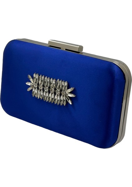 Saks Mavisi Renk Saten Gümüş Kasalı Gümüş Taşlı Abiye Çanta Gece Çantası Düğün Nişan Portföy fiyatları