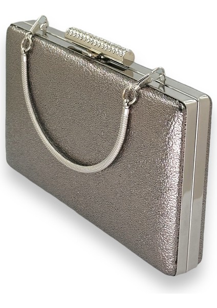 Kristal Desenli Platin Mat Deri Metal Saplı Abiye Çanta Gece Çantası Kına Düğün Nişan Çantası modelleri