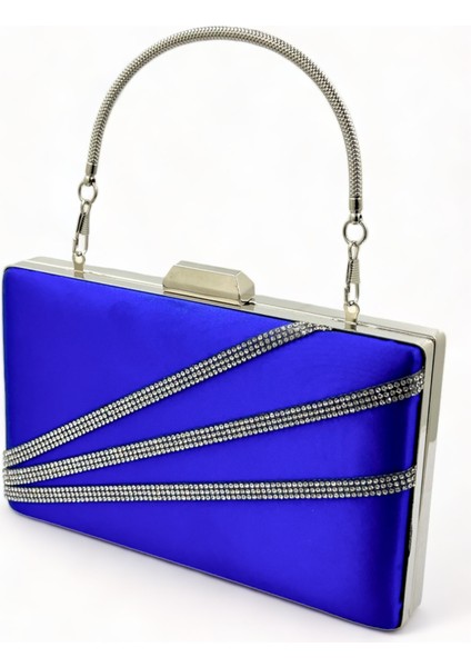 Saks Mavisi Renk Saten Gümüş Kasalı Gümüş Taşlı Abiye Çanta Gece Çantası Düğün Nişan Portföy fiyatları