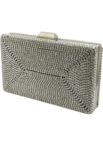 Özel Tasarım Swarovski Taşlı Gümüş Renk Şık Gece Çantası Nişan Düğün Çantası fiyatları