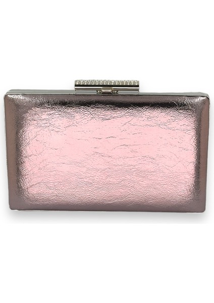 Platin Kırışık Rugan Abiye Çantası Gece Çantası Düğün Nişan Kına Çantası