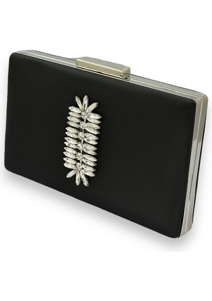 Siyah Renk Çizilmeyen Saten Gümüş Taşlı Abiye Çanta Düğün Nişan Çantası fiyatları