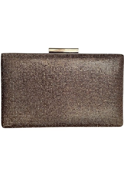 Bakır Renk Taşlı Abiye Çanta Gece Çantası Düğün Nişan Portföy