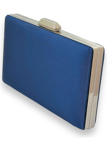 Lacivert Renk Saten Çanta Abiye Çanta Abiye Çanta Gümüş Kasalı Zincirli Düğün Nişan fiyatları