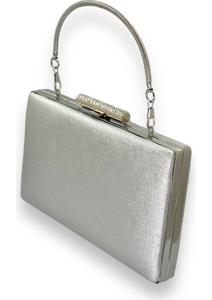 Gümüş Gri Lame Çizilmez Mat Deri Demir Saplı Metal Kasalı Abiye Çanta Nişan Düğün Mezuniyet fiyatları