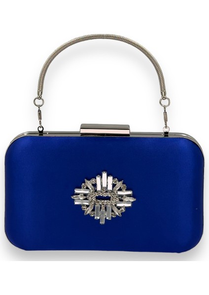 Saks Renk Saten Gümüş Kasalı Gümüş Taşlı Kulplu Saplı Abiye Gece Çantası Düğün Portföy fiyatları