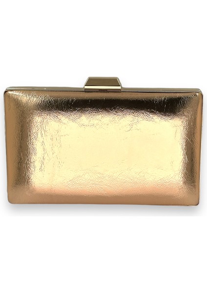 Rose Gold Kırışık Rugan Abiye Çantası Gece Çantası Düğün Nişan Kına Çantası