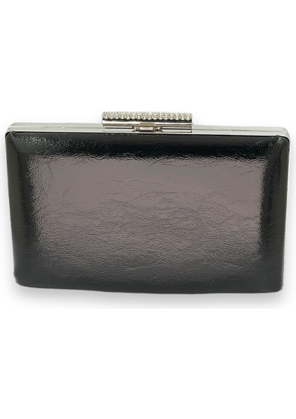 Siyah Kırışık Rugan Abiye Çantası Gece Çantası Düğün Nişan Kına Çantası