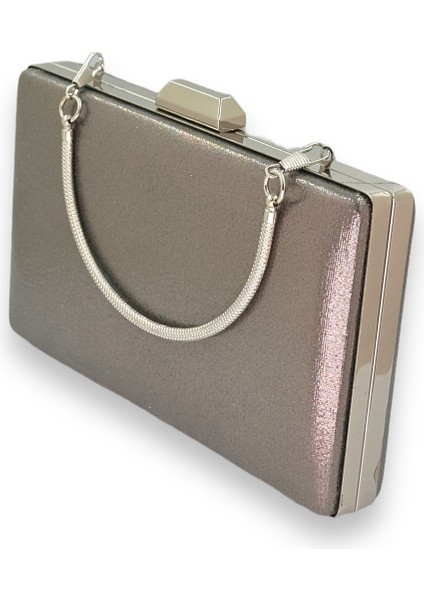 Platin Sıvama Saten Metal Kulplu Parlak Kumaş Abiye Çanta Gece Çantası Kına Düğün Nişan fırsatları