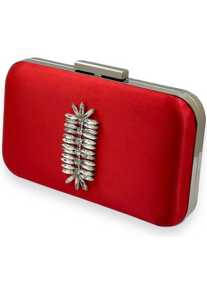 Kırmızı Renk Saten Gümüş Kasalı Gümüş Taşlı Abiye Çanta Gece Çantası Düğün Nişan Portföy fiyatları