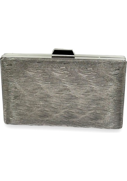 Antrasit Gri Renk Lazer Su Yolu Desenli Abiye Çanta Gece Çantası Düğün Nişan Kına Çantası