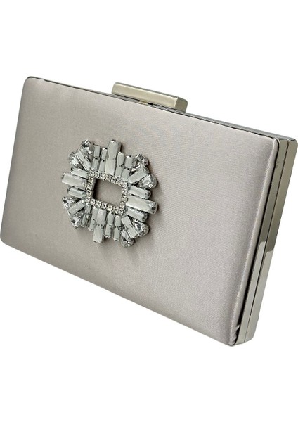 Vizon Renk Saten Gümüş Kasalı Gümüş Taşlı Abiye Çanta Gece Çantası Düğün Nişan Portföy fiyatları