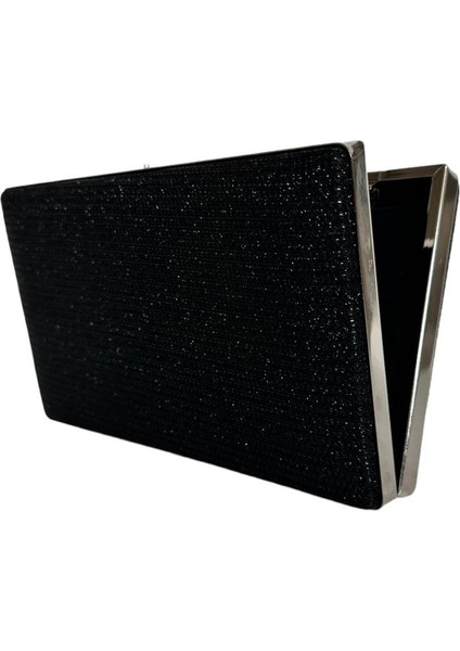 Siyah Renk Simli Abiye Çanta Gece Çantası Nişan Düğün Çantası El Çantası modelleri