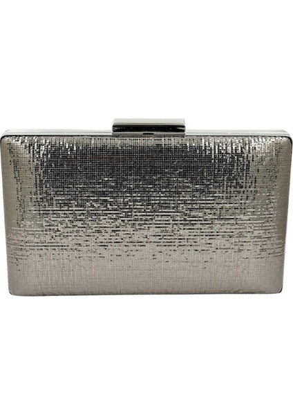 Antrasit Gri Platin Renk Parlak Ithal Kumaş Gece Çantası Abiye Çanta Portföy Clutch