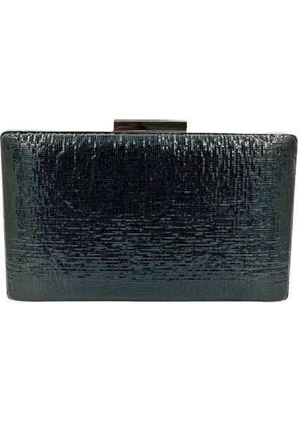 Siyah Renk Parlak Ithal Kumaş Gece Çantası Abiye Çanta Portföy Clutch
