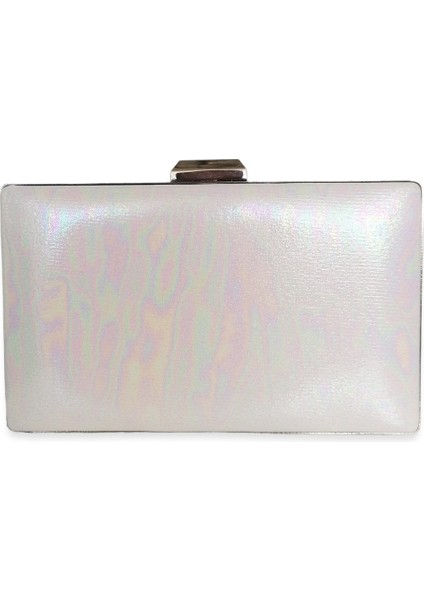 Sedef Ekru Inci Beyazı Sıvama Saten Abiye Çanta Gece Çantası Düğün Çantası El Çantası