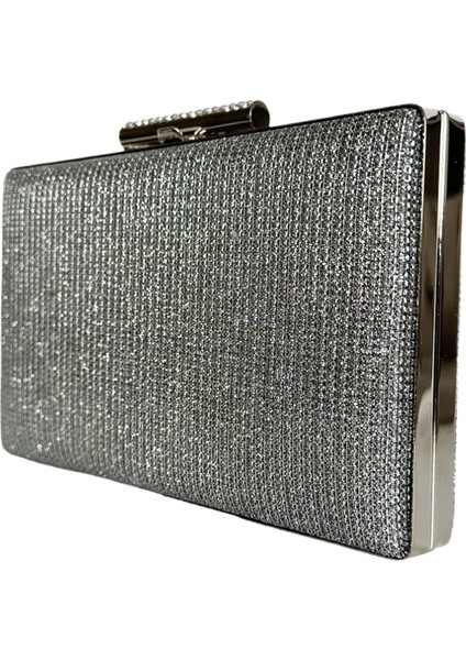 Platin Antrasit Gri Renk Simli Abiye Çanta Gece Çantası Nişan Düğün Çantası El Çantası fiyatları