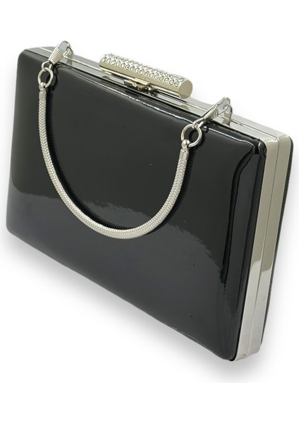 Siyah Renk Ayna Rugan Metal Saplı Abiye Çanta Gece Çantası Kına Düğün Nişan Balo Davet fırsatları