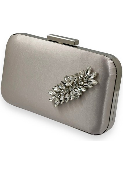 Vizon Renk Saten Gümüş Kasalı Gümüş Taşlı Abiye Çanta Gece Çantası Düğün Nişan Portföy fiyatları