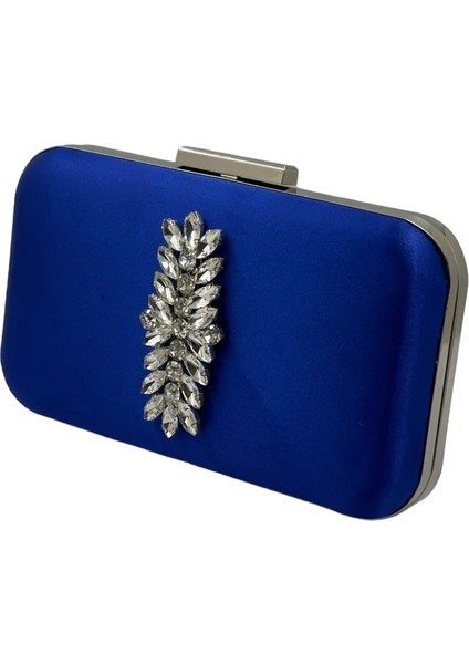 Saks Mavisi Renk Saten Gümüş Kasalı Gümüş Taşlı Abiye Çanta Gece Çantası Düğün Nişan Portföy fiyatları